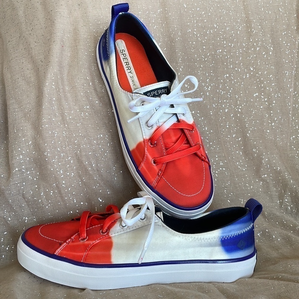 Brand New Sperry x Popsicle Red White & Blue Patriotic American Lace Up Sneakers
